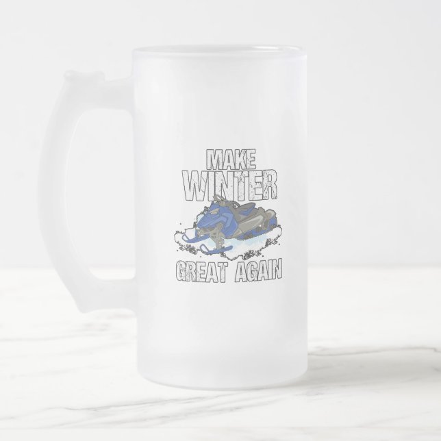 Make Winter Great Again Snowmobile Snow Ski Gift Frosted Glass Beer Mug (Left)