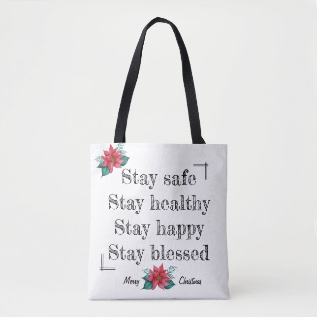 Make You Feel Blessed Poinsettia Christmas Tote (Front)