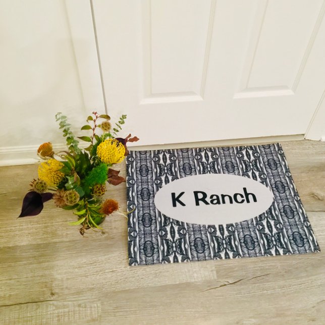 Make You Own Text Gray Silver Gray Black Door Mat (Creator Uploaded)