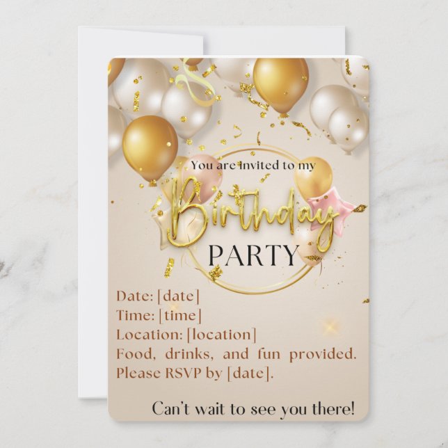 "Make Your Birthday Extra Special with Custom Invi Invitation (Front)