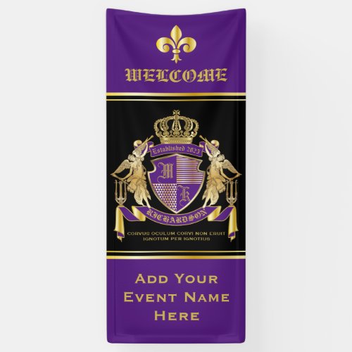 Make Your Coat of Arms Gold Angel Purple Emblem Banner