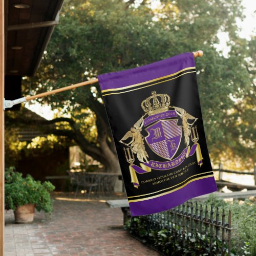 Make Your Coat of Arms Gold Angel Purple Emblem House Flag