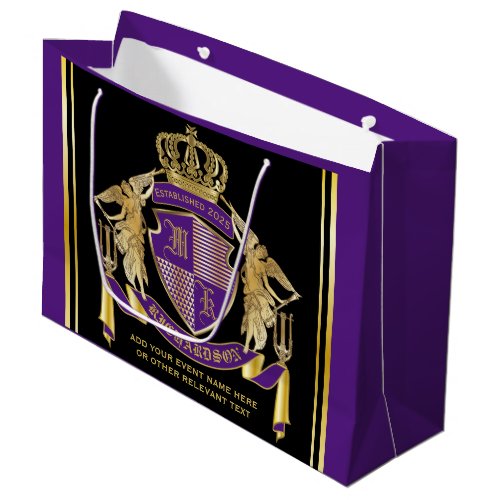 Make Your Coat of Arms Gold Angel Purple Emblem Large Gift Bag