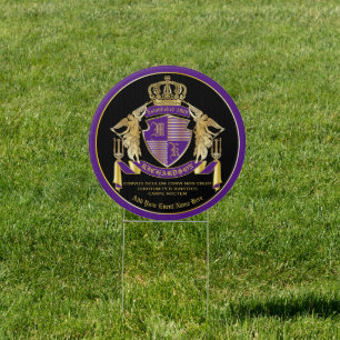Make Your Coat of Arms Gold Angel Purple Emblem Sign