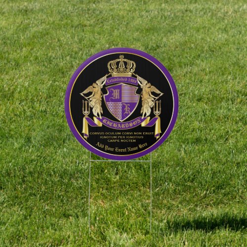 Make Your Coat of Arms Gold Angel Purple Emblem Sign