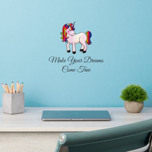 make your dreams come truecartoon unicorn wall decal 