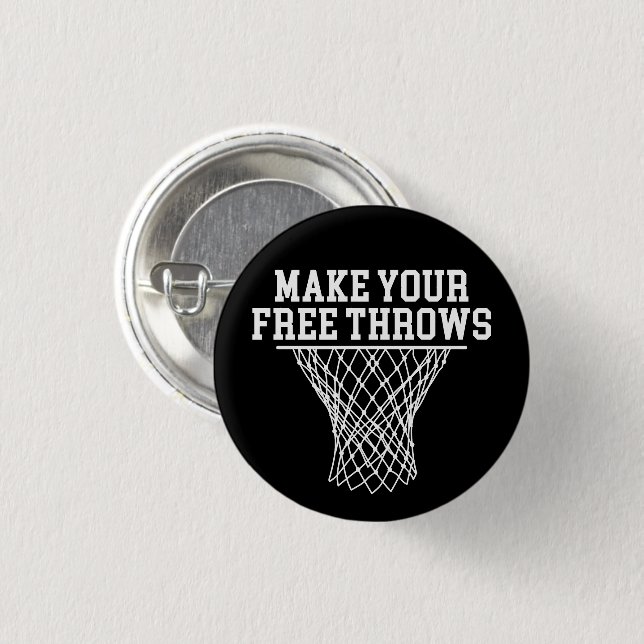 Make Your Free Throws Vintage Basketball Player Button (Front & Back)