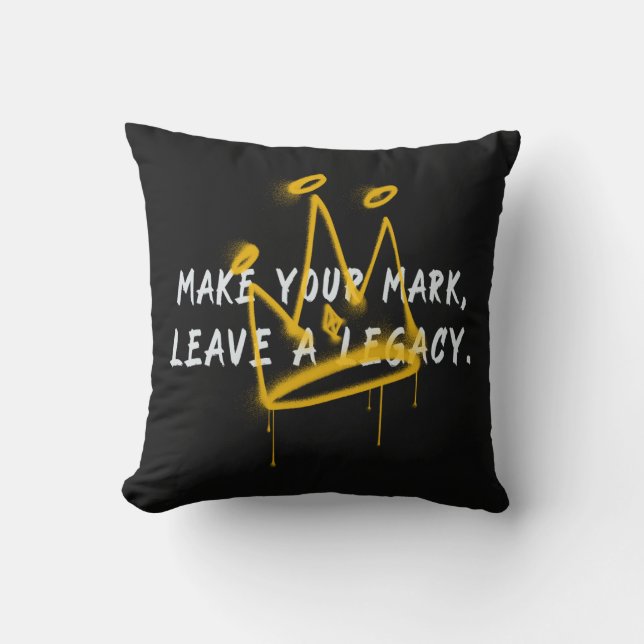Make Your Mark Graffiti Crown Throw Pillow (Front)
