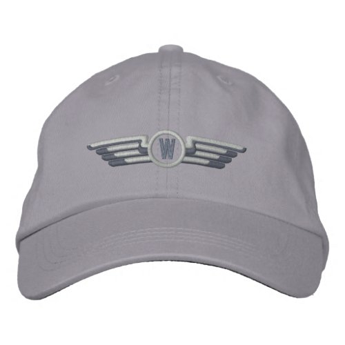 Make Your Monogram Aviation Laurels Pilot Wings Embroidered Baseball Cap