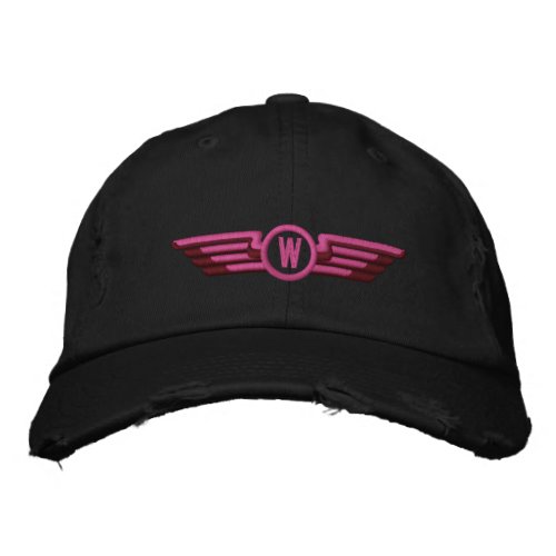 Make Your Monogram Aviation Laurels Pilot Wings Embroidered Baseball Hat