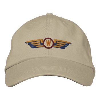 Make Your Monogram Aviation Laurels Pilot Wings Embroidered Baseball Hat by AmericanStyle at Zazzle