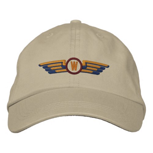 Make Your Monogram Aviation Laurels Pilot Wings Embroidered Baseball Hat