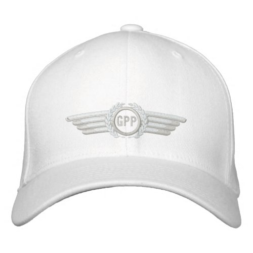 Make Your Monogram Aviation Laurels Pilot Wings Embroidered Baseball Hat