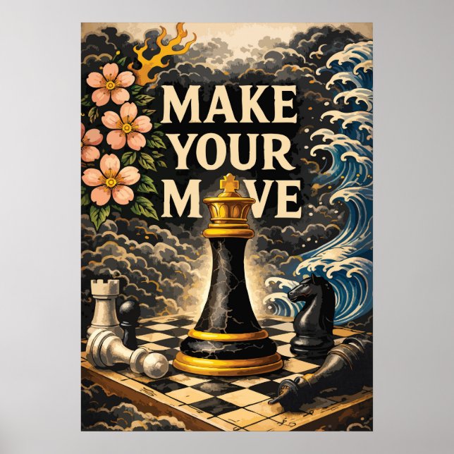 Make Your Move, Chessboard, Success Motivational Poster (Front)