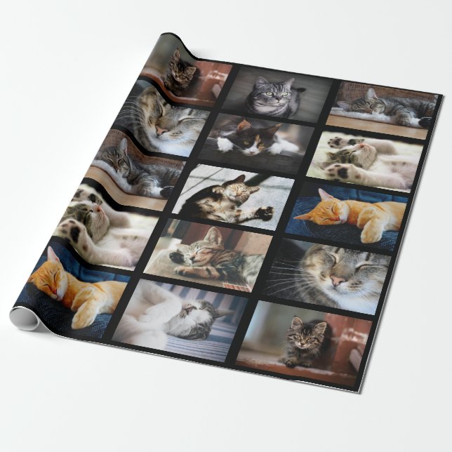 Make Your Own 10 Photo Collage on Black Wrapping Paper (Unrolled)