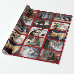 Make Your Own 10 Photo Collage on Dark Red Wrapping Paper