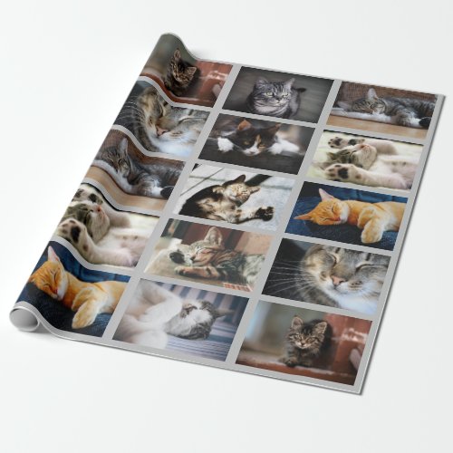 Make Your Own 10 Photo Collage on Gray Wrapping Paper