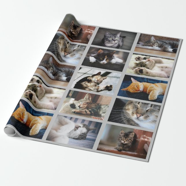 Make Your Own 10 Photo Collage on Gray Wrapping Paper (Unrolled)