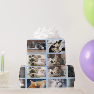 Make Your Own 10 Photo Collage on Light Blue Wrapping Paper