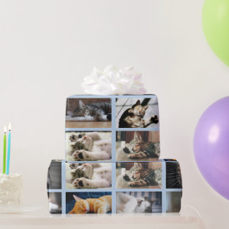 Make Your Own 10 Photo Collage on Light Blue Wrapping Paper