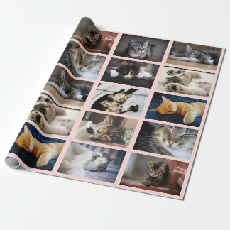 Make Your Own 10 Photo Collage on Pink Wrapping Paper