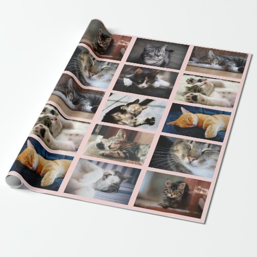 Make Your Own 10 Photo Collage on Pink Wrapping Paper