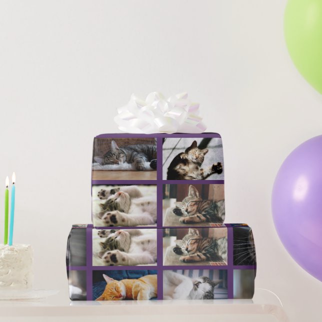 Make Your Own 10 Photo Collage on Purple Wrapping Paper (Party Gifts)