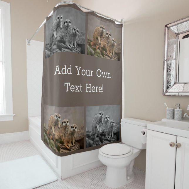 Make Your Own 4 Photo Shower Curtain Brown (In Situ)