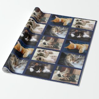 Make Your Own 5 Photo Collage on Navy Blue Wrapping Paper