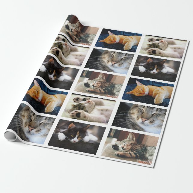 Make Your Own 5 Photo Collage on White Wrapping Paper (Unrolled)