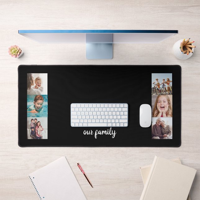 Make Your Own 6 Photo Family Collage Desk Mat (Make Your Own 6 Photo Family Collage Desk Mat, square images and optional text)