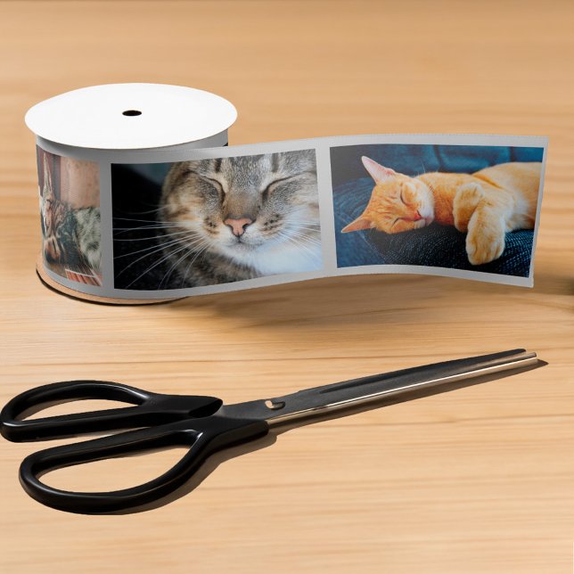 Make Your Own 6 Photo Film Strip Collage on Grey Satin Ribbon (6 Photo Film Strip Collage on Grey Ribbon, in situ)
