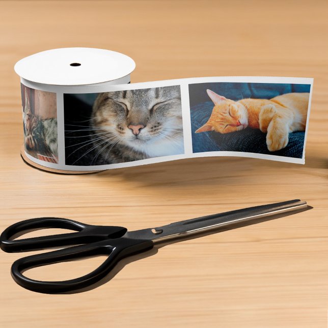 Make Your Own 6 Photo Film Strip Collage on White Satin Ribbon (6 Photo Film Strip Collage on White Ribbon, in situ)