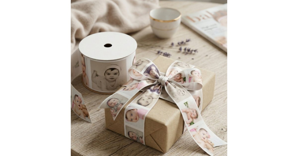 Make Your Own 8 Photo Personalized Satin Ribbon | Zazzle