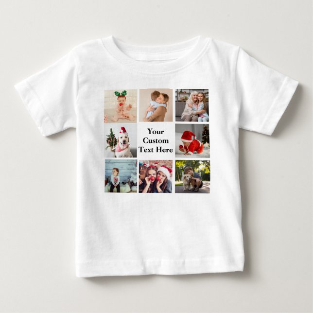 Make your own 8 photos collage and text baby baby T-Shirt (Front)