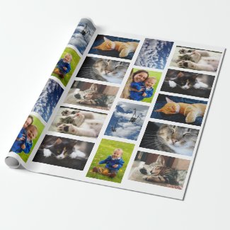 Make Your Own 9 Photo Collage on White Wrapping Paper