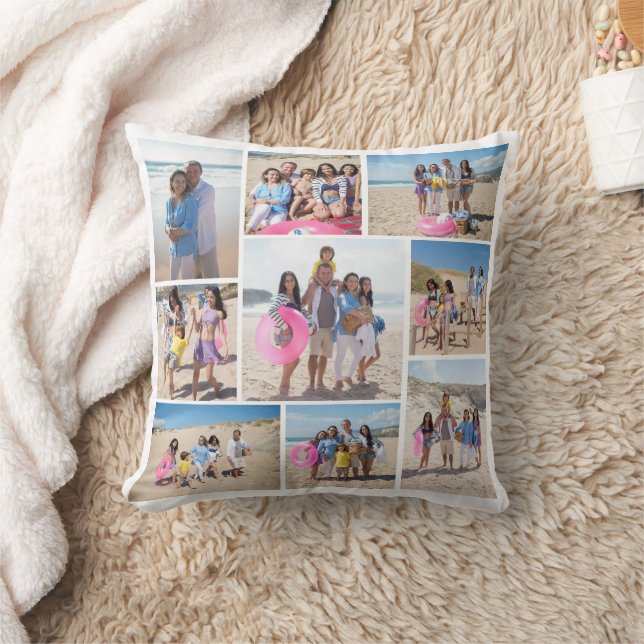Make Your Own 9 Photo Collage Personalized Throw Pillow (Blanket)
