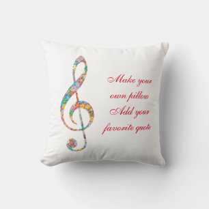 make your own add favorite quote music notes throw pillow