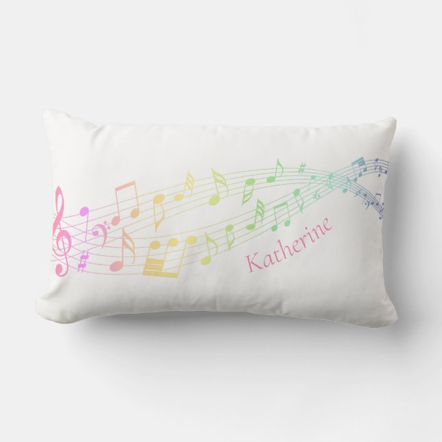 make your own | add name | music | notes  lumbar pillow (Front)