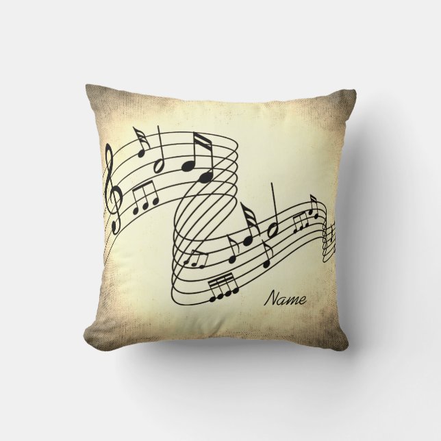 make your own | add name | music | notes  throw pillow (Front)