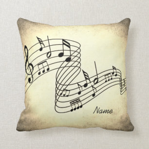 make your own add name music notes throw pillow