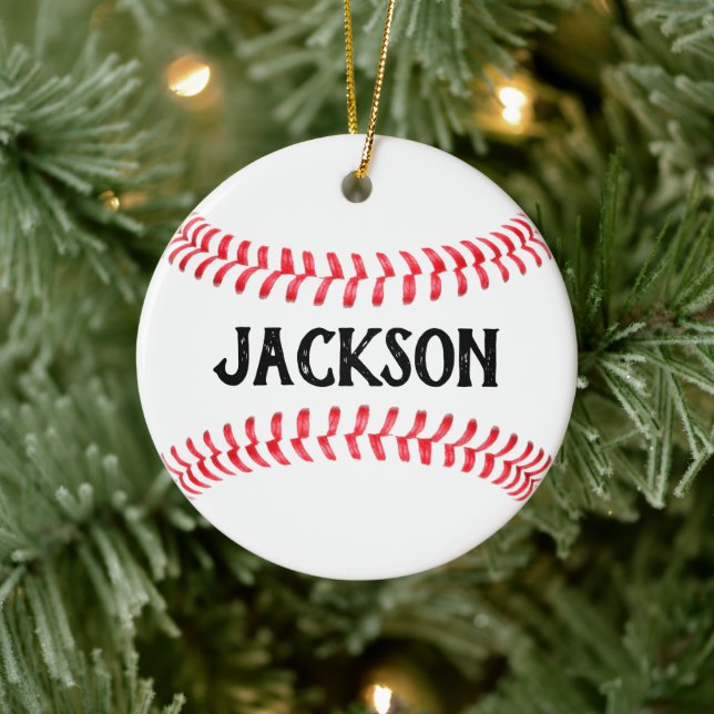 Make Your Own Baseball Player Custom Name/Text Ceramic Ornament (Tree)