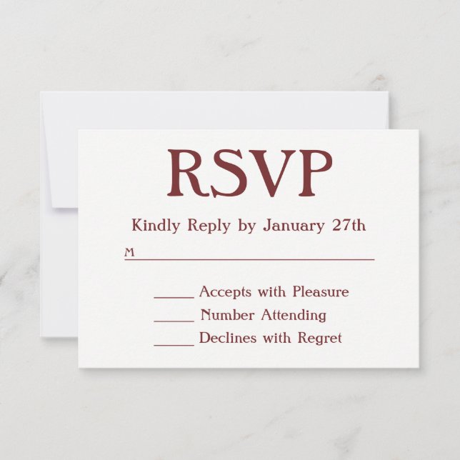Make Your Own Burgundy and White RSVP Card (Front)