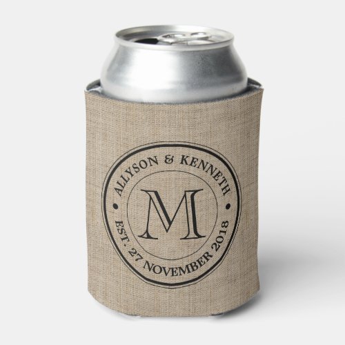 Make Your Own Burlap Retro Logo Monogram Can Cooler