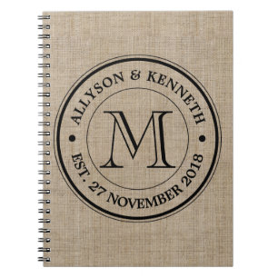 Make Your Own Burlap Retro Logo Monogram Notebook