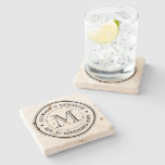 Make Your Own Burlap Retro Logo Monogram Stone Coaster at Zazzle