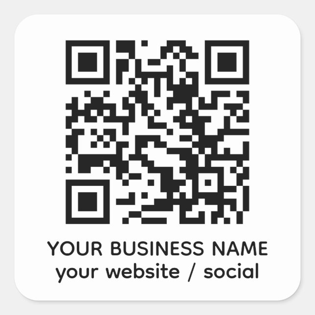 Make Your Own Business Custom QR Code Info Square Sticker (Front)