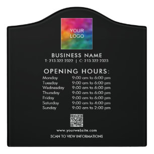 Make Your Own Business Opening Hours Logo QR Code Door Sign