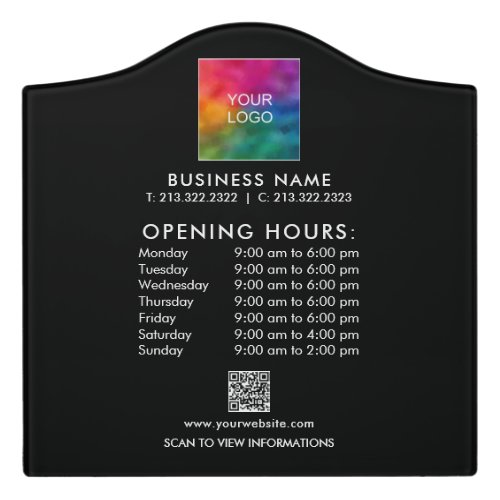 Make Your Own Business Opening Hours Logo QR Code Door Sign