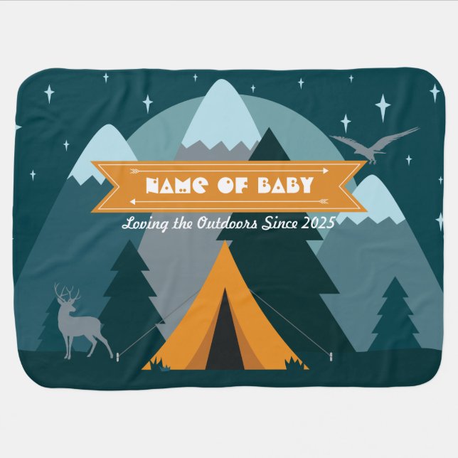 Make Your Own Camping Mountain Outdoor Adventure Baby Blanket (Horizontal)